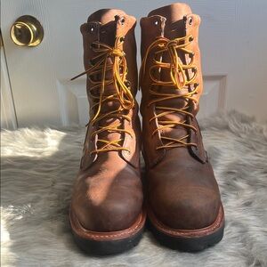 Red Wing Shoes Brown Leather Boots with Yellow Laces